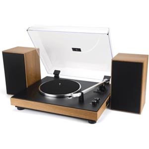 Majestic TT 54 - Giradischi vintage 33/45 Giri, wireless audio, Ingresso USB, altoparlanti stereo esterni da 30W, uscita audio RCA