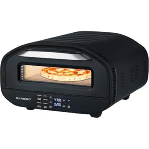 BLUNORD Forno Pizza Elettrico BLUNORD 1700W 430°C - Pietra Refrattaria e Pala Incluse - 7 Programmi Touch - Triplo Vetro - Forno Professionale per Pizza Napoletana e Pane - Design Italiano