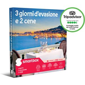 Smartbox - Cofanetto Regalo per 2 Persone: 3 Giorni d'Evasione con 2 Notti e Colazione, 2 Cene Gourmet in Hotel 3* e 4*
