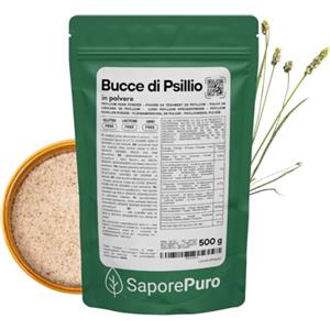 SaporePuro Bucce di Psillio in polvere 500 gr - Fibra di Psillio - Purezza 99% - Senza Glutine
