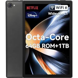 Whitedeer Tablet 10 pollici Android 14 Octa-Core, Face ID, OTG, 8GB+64GB+1TB Espansione, 1280 * 800 IPS, Split-Screen, WiFi 6, BT5.3, Doppia Fotocamera 5MP+8MP, 5000mAh, Widevine L1 (Nero)
