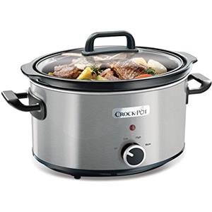 Crock-Pot Crockpot Pentola per Cottura Lenta, Slow Cooker, Capienza 3.5 litri, fino a 4 Persone, 2 Impostazioni Cottura e Funzione Mantenimento in Caldo, 210 W, Ceramica, Argento