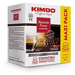 Kimbo, Macinato Fresco, 60 Capsule Caffè in Alluminio Compatibili Nespresso®* Original®*, Miscela Forte e Corposa, Intensità 11/13, Tostatura Scura, 2 Pack da 30 Capsule