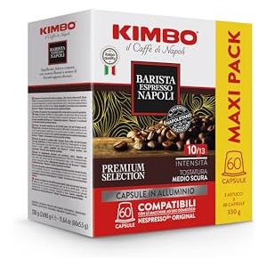 Kimbo, Barista Espresso Napoli, 60 Capsule Caffè in Alluminio Compatibili Nespresso®* Original®*, Miscela Corposa, Intensità 10/13, Tostatura Medio-Scura, 2 Pack da 30 Capsule