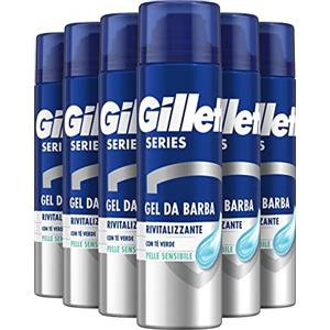 Gillette Series SCHIUMA DA BARBA RINFRESCANTE Con Eucalipto, Effetto Lenitivo, Profumo di Pulito, Riduce le Irritazioni, 250ml X6