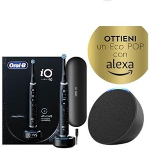 Oral-B regala Alexa Echo Pop, Spazzolino Elettrico Ricaricabile iO10 & Alexa Echo Pop, 7 Modalità, 1 Spazzolino + Caricatore iO SENSE + 1 Dentifricio Gengive & Smalto Pro-Repair Classico