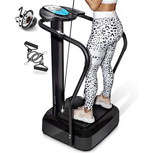 YM Pedana Vibrante Basculante, Dimagrante TONIFICANTE E RASSODANTE, Intensità Regolabile, PROGRAMMI + Auto, Display, Cardio, Elastici Fitness, Altoparlanti