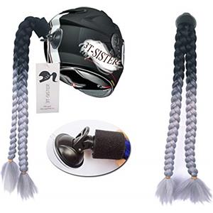 3T-SISTER, Accessorio per Casco, Coda di Cavallo, treccine per Moto, Bicicletta, Batting, Pattini o Altri caschi, 2 trecce Insieme, 61 cm, Molti Colori