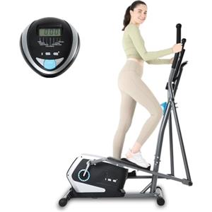 ISE Ellittica Professionale per Casa - Cross Trainer con Resistenza Magnetica 16 Livelli, Display LCD Multifunzione, Peso Utente Max 150kg, Pedane Antiscivolo, Ideale per Cardio e Allenamento Totale
