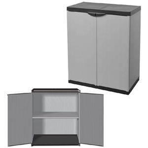 Buyly Armadio Basso per Uso Interno/Esterno con Ripiani e 2 Ante con maniglie di chiusura, 68 x 40 x 85 cm