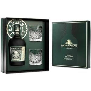 Generico Diplomatico Rum Reserva Exclusiva Gift Box con Bicchieri e Bottiglia, 700ml