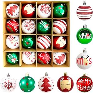 WUSUPU Palline di Natale Rosse e Oro,Confezione da 16 Palline di Natale Decorazione,Decorazioni Albero di Natale,Natale Palle di Natale con Cordino per Natalizie,Matrimoni,Feste compleanno