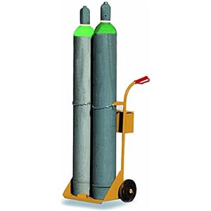Svelt Carrello Professionale Porta Bombole in Acciaio per 2 Bombole da 40 Litri - Ruote Piene Ø200 mm, con Cassetta Porta-Attrezzi