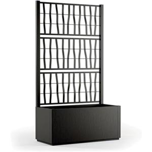 Tomaino - Fioriera con spalliera in plastica, separè grigliato piante rampicanti per esterno, terrazzo, giardino 80x36x140 h cm (Fioriera con spalliera, Nero)