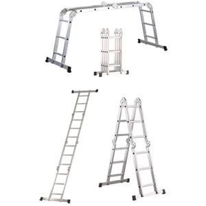 Svelt Scala Multiposizione Professionale 4 Posizioni - 12 Pioli, Pianetto in Acciaio Antiscivolo, Alluminio Ribordato - Utilizzo a Cavalletto, Muro, Banco di Lavoro - Portata 150 kg