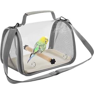 Smileshiney Gabbia da viaggio per pappagalli, trasportino compatto da viaggio per uccelli, zaino leggero per canarini, fringuelli, parrocchetti, ara, criceti, animali domestici, gite all'aperto e interni