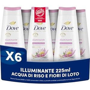 Dove Bagnoschiuma Illuminante, Bagnodoccia Idratante, Formula Delicata sul Microbioma della Pelle, con Agenti Idratanti Vegetali, Senza Solfati SLES, Bagnodoccia Uomo e Donna, 6 Pezzi da 225 ml