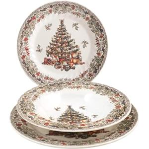 Churchill James Sadler&Sons, Season Greetings Servizio Tavola, Stone Ware, Bianco Avorio, 18 unità, Natale, Festività