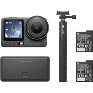 DJI Osmo Action 6 Combo Potenziato, action cam con sensore quadrato da 1/1,1″, apertura variabile da f/2,0 a f/4,0, autonomia estesa con 2 batterie, fotocamera 4K ideale per riprese outdoor prolungate