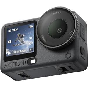 DJI Osmo Action 6 Combo Essenziale, action cam con sensore quadrato 1/1,1″, apertura variabile da f/2,0 a f/4,0, resistente al freddo, batteria da 4 ore, fotocamera 4K ideale per l'uso quotidiano