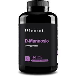 Zenement D-Mannosio - 180 Capsule Vegane, 2000 mg di D-Mannosio per Dose Giornaliera, Alto Dosaggio, Fornitura per 2 Mesi, Senza Additivi, 100% Vegano