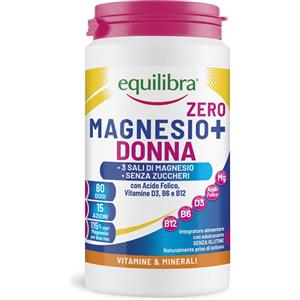 Equilibra Magnesio Donna 200g - Integratore in Polvere con 3 Sali di Magnesio, Vitamine D3, B6, B12 e Acido Folico, Zero Zuccheri, Sapore Agrumato