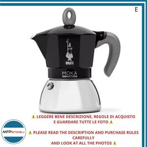 Bialetti Moka Induzione 4 Tazze Nero - Caffettiera Espresso Universale