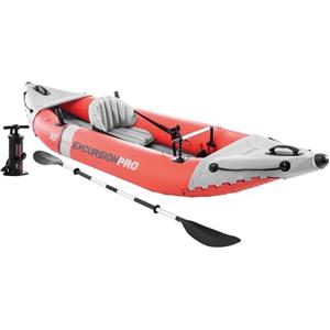 Intex 68303NP - Canoa Gonfiabile Excursion Pro K1, 1 posto, con Accessori, PVC, Rosso, 305x91x46 cm