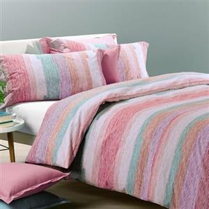 Caleffi Copripiumino Matrimoniale 255x200 cm + 2 Federe 50x80 cm, Modello Scandinavia, Colore Corallo, 100% Cotone Morbido e Traspirante, 1000822