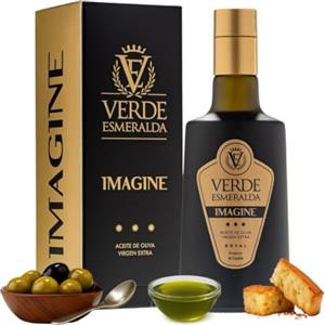 V E VERDE ESMERALDA Verde Esmeralda Olio di Oliva Royal Imagine - Speciale Spagna-Jaén 500ml | Olive Oil Premium filtrato dalla Sierra de Cazorla, extravergine di oliva fruttato, erba fresca, carciofo e mela verde.