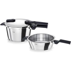 Fissler Vitaquick Premium, Set di Pentole A Pressione, 3 Pezzi 1 Pentola A Pressione da 4.5 L, 1 Padella A Pressione da 2.5 L, Diametro 22 cm, Compatibile Induzione