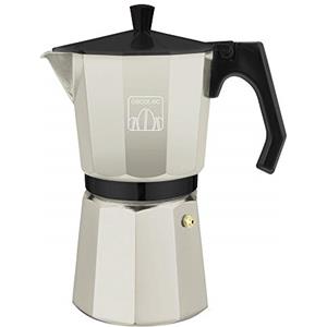 Cecotec Caffettiera Moka Cumbia Mokclassic 300 Beige. 150ml, Italiana in Alluminio Beige, Adatta a Gas e Elettrica, Capacità 3 Tazze, Manico Ergonomico, Filtro Acciaio Inox, Valvola di Sicurezza