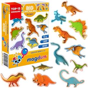 MAGDUM Magneti Dinosauro Giocattolo - 15 GRANDI Calamite Frigorifero - Giochi Magnetici per bambino - Animali Giocattolo