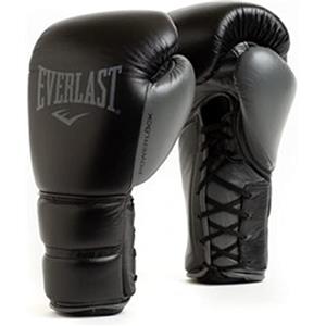 Everlast Guanti da Boxe Everlast Powerlock 2 Pro Laced 16oz Neri per sacco, colpitori e sparring, supporto al polso Turnback, imbottitura a 5 strati e sistema con lacci - Originale Everlast