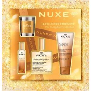 Nuxe Cofanetto Huile Prodigieuse 2025: Olio Secco 100 ml, Profumo 15 ml, Gel Doccia 100 ml e Candela Profumata