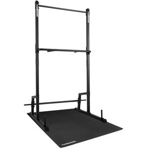 GORNATION Power Tower Multifunzione, Pull Up Station, Barra per trazioni, Perfetta per Fintess e Calisthenics, Squat Rack, Altezza Regolabile (Indoor, Con Estensione Dip Bar + Tappeto)