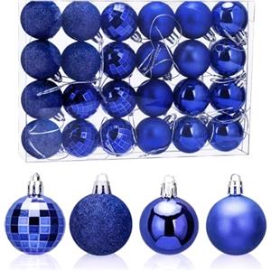 Aitsite 24PCS Palle di Natale Blu 4CM Palle per Albero di Natale, Bauble Plastica Palle e Palline per L'Albero Impostare Ornamento Dell'Albero per la Decorazione dell'albero di Natale