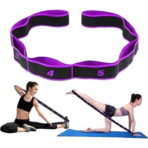 YUVKIN Cintura Yoga per Stretching Fascia Elastica Fitness per Pilates, Danza, Ginnastica, Allenamento di Flessibilità ed Esercizi di Allungamento (8 anelli) (Viola)