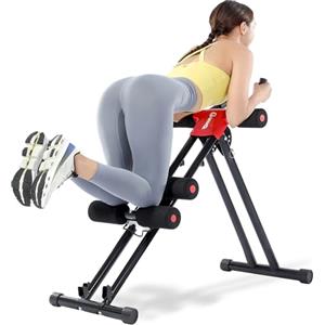 GUUG Macchina Addominali Pieghevole Multifunzione: Panca Fitness Regolabile per Allenamento Addominali Core Glutei e Total Body a Casa Facile da Riporre Ab Machine Rosso