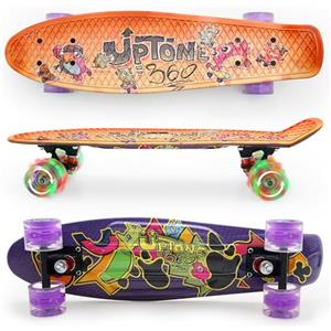 UpTone360 Mini Cruiser Skateboard | per bambini a partire da 6 anni | cuscinetti ABEC 9 | Portata fino a 100 kg | durevole e stabile | ideale per bambini dai 4, 8 e 10 anni, adolescenti e adulti