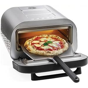 MACOM, Forno Pizza Professionale, Cuoce in 2 minuti, scalda fino a 400°, Piano cottura in pietra refrattaria da 32 cm rimovibile, 1700W, Just Kitchen 884 Professional Pizza Oven