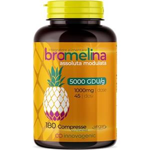 J.ARMOR Bromelina 5000 gdu/g, 180 Compresse da 1000mg, Senza Glutine - Made in Italy