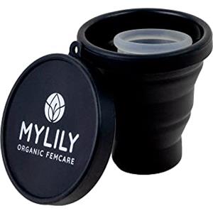 MYLILY Sterilizzatore pieghevole | Per la pulizia e la conservazione | per tutti i tipi di coppetta mestruale | contenitori per microonde | BPA free | Capacità 200 ml (nero)