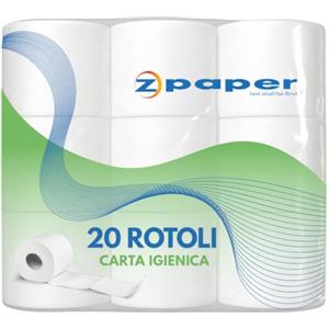ZPAPER - 20 Rotoli di Carta Igienica. 250 Fogli a rotolo, 2 Veli, morbida e resistente per la casa o l'ufficio