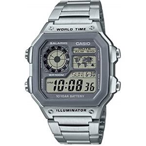 Casio Men's 10 Year Battery Quartz Watch with Stainless Steel Strap, Silver, 24.1 (Model: AE-1200WHD-7AVCF)