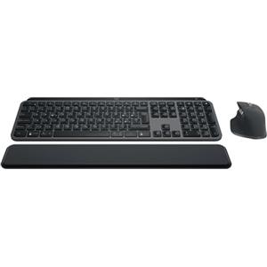 Logitech MX Keys S Combo - Tastiera e Mouse Wireless con Palm Rest, illuminazione personalizzabile, Scorrimento veloce, Bluetooth, USB C, Windows/Linux/Chrome/Mac, Grigio