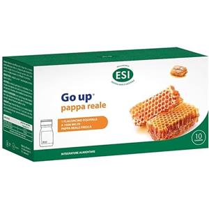 ESI - Go Up Pappa Reale 1000, Integratore Alimentare con Vitamine A, E, B, Magnesio e Potassio, Favorisce il Metabolismo Cellulare, Gusto Fragola, Senza Glutine e Vegetariano, 10 Flaconcini