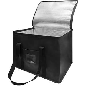 TESSTSY Borsa Termica Grande, Pieghevole Borse Frigo, Borse Termiche, Borsa Frigo 40 Litri, Riutilizzabile, per Barbecue All'aperto, Campeggio, Picnic, Shopping (Nero, 43 x 30 x 31cm)