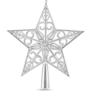 TK Gruppe Timo Klingler Puntale per albero di Natale a forma di stella, ornamento natalizio in argento (Ornamento a stella in argento)