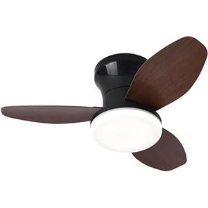 BEL AIR HOME - Ventilatore da soffitto TAURUS con motore DC e luce LED 24 W, 6 velocità d'aria e 3 temperature di luce, telecomando incluso, (medio nero ciliegio)